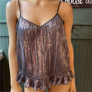 Anthropologie Metallic Sequin Blouse